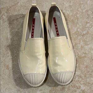 Prada Women's Cream Slip-On Sneakers, 8.5 USA size, 39.5 USA, preowned